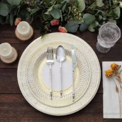 25 Round 13" Vintage Style Paper Serving Plates - Gold And White -Optimal Home Decoration 25 round 13 vintage style paper serving plates gold and white dsp chrg r0021 whtgd 30923078631487