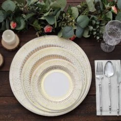 25 Round 13" Vintage Style Paper Serving Plates - Gold And White -Optimal Home Decoration 25 round 13 vintage style paper serving plates gold and white dsp chrg r0021 whtgd 30923078664255