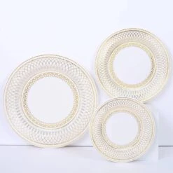 25 Round 13" Vintage Style Paper Serving Plates - Gold And White -Optimal Home Decoration 25 round 13 vintage style paper serving plates gold and white dsp chrg r0021 whtgd 30923078729791