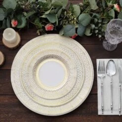 25 Round 13" Vintage Style Paper Serving Plates - Gold And White -Optimal Home Decoration 25 round 13 vintage style paper serving plates gold and white dsp chrg r0021 whtgd 30923078795327