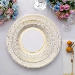 25 Round 13" Vintage Style Paper Serving Plates - Gold And White -Optimal Home Decoration 25 round 13 vintage style paper serving plates gold and white dsp chrg r0021 whtgd 30923078860863