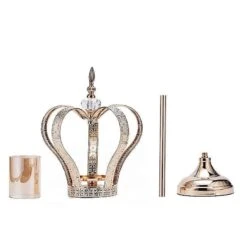 25" Tall Metal Crown Stand With Glass Votive Candle Holder - Gold -Optimal Home Decoration 25 tall metal crown stand with glass votive candle holder gold chdlr cand 031 m gold 28023741972543