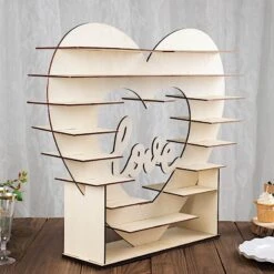 26" Heart 8 Layer Double Sided Wood Cupcake Dessert Stand - Natural -Optimal Home Decoration 26 heart shaped 8 layer double sided wood cupcake dessert stand natural cake wod015 nat 30737753538623