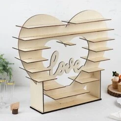 26" Heart 8 Layer Double Sided Wood Cupcake Dessert Stand - Natural -Optimal Home Decoration 26 heart shaped 8 layer double sided wood cupcake dessert stand natural cake wod015 nat 30737753604159