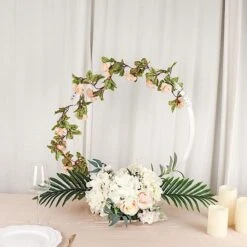 26" Round Acrylic Floral Hoop Standing Wreath Centerpiece Ring - Clear -Optimal Home Decoration 26 round acrylic floral hoop standing wreath centerpiece ring clear wod hopplst1 24 clr 29476063084607