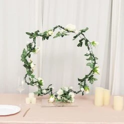 26" Round Acrylic Floral Hoop Standing Wreath Centerpiece Ring - Clear -Optimal Home Decoration 26 round acrylic floral hoop standing wreath centerpiece ring clear wod hopplst1 24 clr 29476063150143