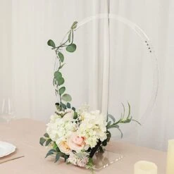 26" Round Acrylic Floral Hoop Standing Wreath Centerpiece Ring - Clear -Optimal Home Decoration 26 round acrylic floral hoop standing wreath centerpiece ring clear wod hopplst1 24 clr 29476063215679