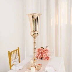 27" Tall Metal Trumpet Wedding Vases - Gold -Optimal Home Decoration 27 tall metal trumpet wedding vase gold chdlr 062 28 gold 29424088154175