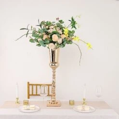 27" Tall Metal Trumpet Wedding Vases - Gold -Optimal Home Decoration 27 tall metal trumpet wedding vase gold chdlr 062 28 gold 29424088383551