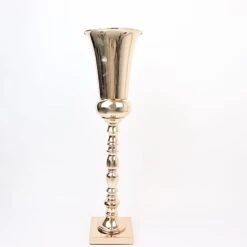 27" Tall Metal Trumpet Wedding Vases - Gold