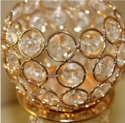 27" Wide Horizontal Candle Holder With Crystal Beads - Gold -Optimal Home Decoration 27 wide horizontal candle holder with crystal beads gold chdlr 053 gold 4746663788607