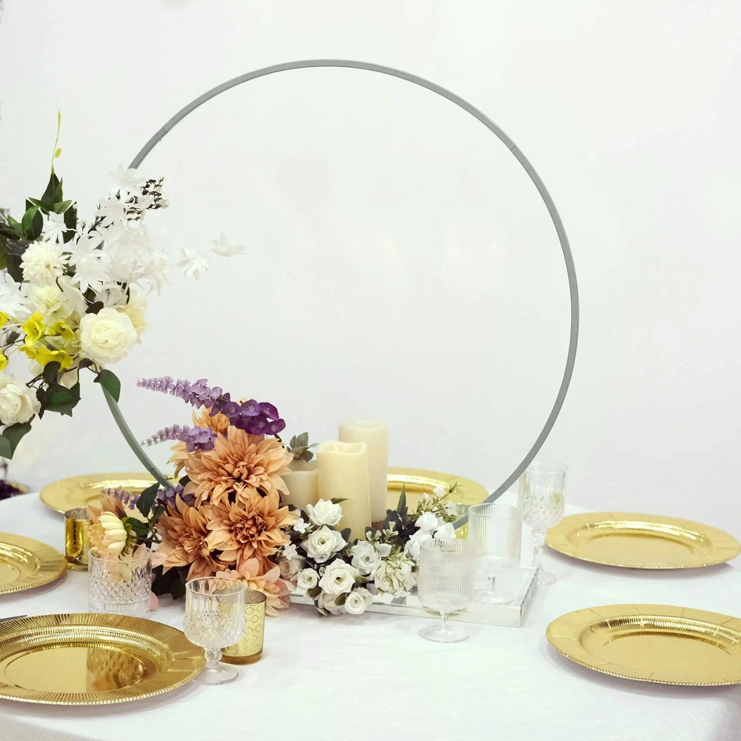 28" Round Metal Floral Hoop Standing Wreath Centerpiece Ring 17 28" Round Metal Floral Hoop Standing Wreath Centerpiece Ring - Image 15