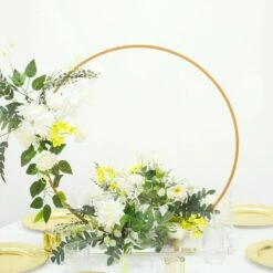 28" Round Metal Floral Hoop Standing Wreath Centerpiece Ring 23 28" Round Metal Floral Hoop Standing Wreath Centerpiece Ring -Optimal Home Decoration 28 round metal floral hoop standing wreath centerpiece ring 30489725599807
