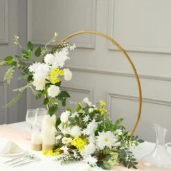 28" Round Metal Floral Hoop Standing Wreath Centerpiece Ring 26 28" Round Metal Floral Hoop Standing Wreath Centerpiece Ring -Optimal Home Decoration 28 round metal floral hoop standing wreath centerpiece ring 30489725698111