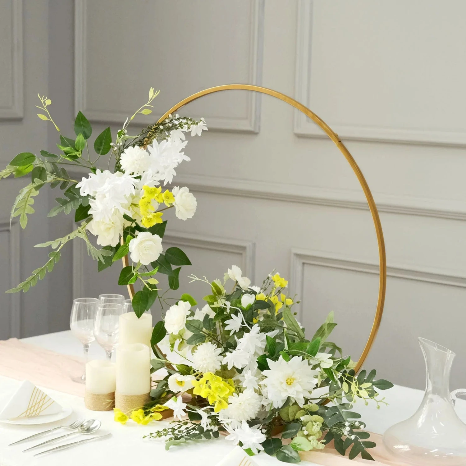 28" Round Metal Floral Hoop Standing Wreath Centerpiece Ring 9 28" Round Metal Floral Hoop Standing Wreath Centerpiece Ring - Image 7