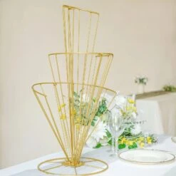 28" Spiral Metal Flower Display Stand Wedding Table Centerpiece - Gold