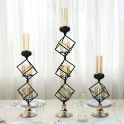 28" Tall Geometric Cube Stand With Glass Votive Candle Holders - Gold And Black 15 28" Tall Geometric Cube Stand With Glass Votive Candle Holders - Gold And Black -Optimal Home Decoration 28 tall geometric cube stand with glass votive candle holders gold and black iron cand 003 33 gdblk 5385016180799