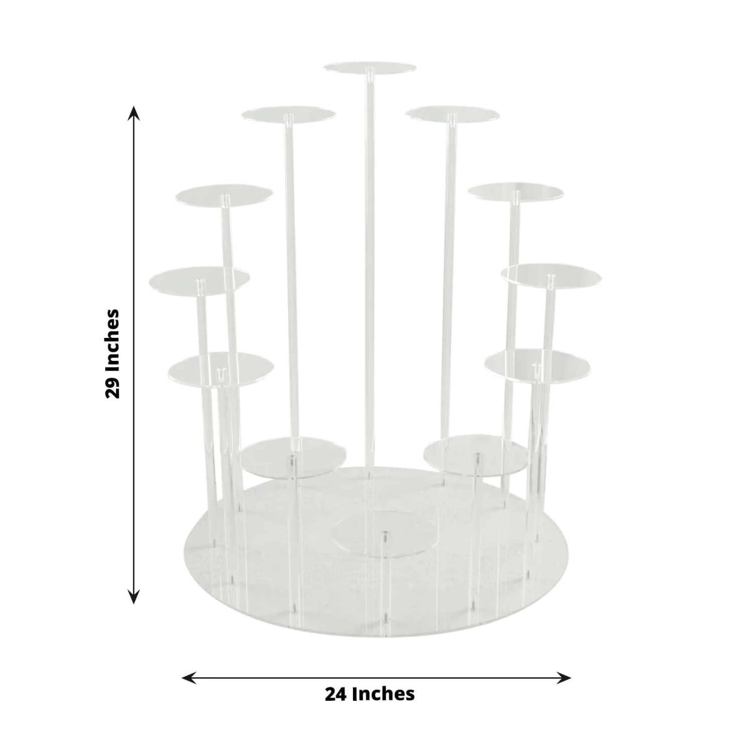29" Tiered 12 Arm Round Acrylic Cupcake Holder Dessert Display Stand - Clear 4 29" Tiered 12 Arm Round Acrylic Cupcake Holder Dessert Display Stand - Clear - Image 2