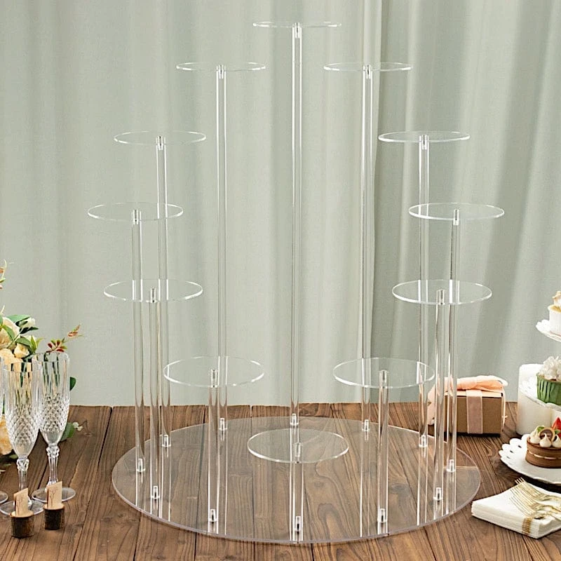 29" Tiered 12 Arm Round Acrylic Cupcake Holder Dessert Display Stand - Clear 5 29" Tiered 12 Arm Round Acrylic Cupcake Holder Dessert Display Stand - Clear - Image 3
