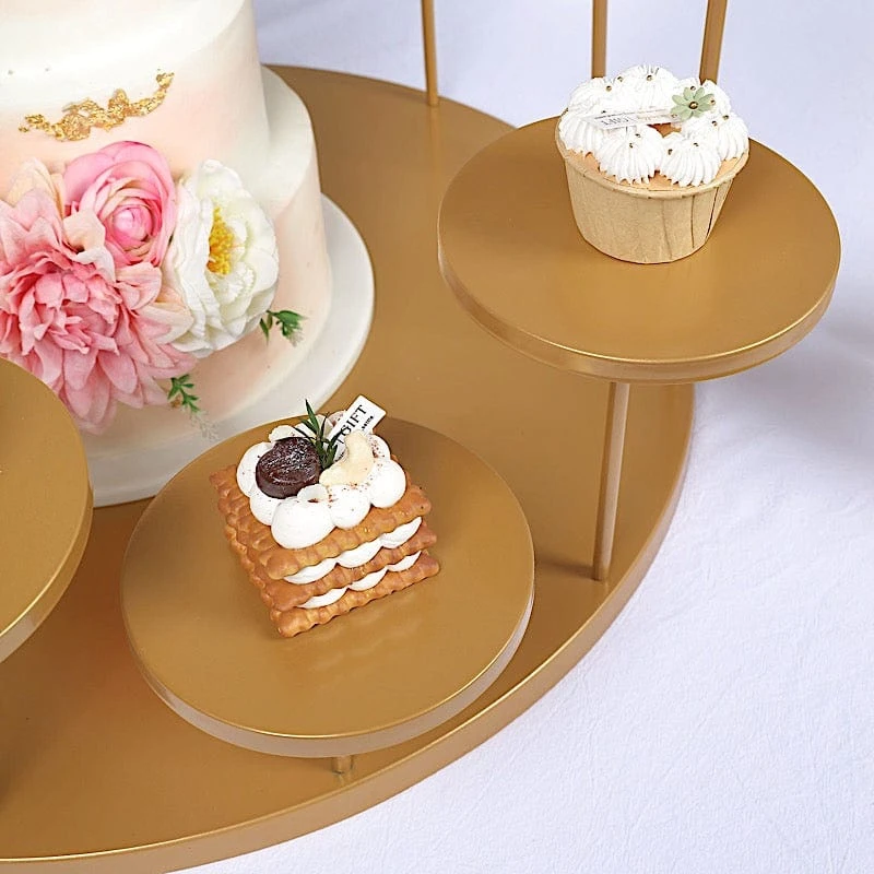 29" Tiered 12 Arm Round Metal Cupcake Holder Dessert Display Stand - Gold 5 29" Tiered 12 Arm Round Metal Cupcake Holder Dessert Display Stand - Gold - Image 3