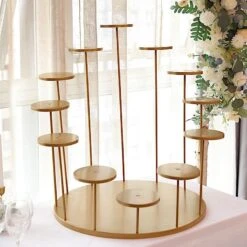 29" Tiered 12 Arm Round Metal Cupcake Holder Dessert Display Stand - Gold 17 29" Tiered 12 Arm Round Metal Cupcake Holder Dessert Display Stand - Gold -Optimal Home Decoration 29 tiered 12 arm round metal cupcake holder dessert display stand gold cake met 003 12 gold 30486604152895