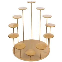 29" Tiered 12 Arm Round Metal Cupcake Holder Dessert Display Stand - Gold