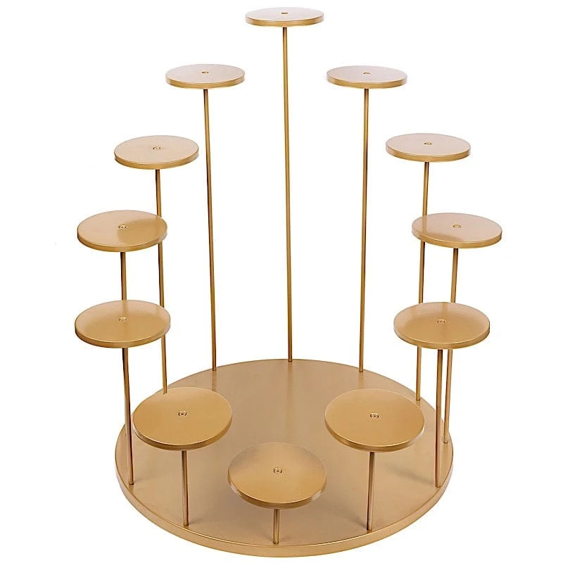 29" Tiered 12 Arm Round Metal Cupcake Holder Dessert Display Stand - Gold 3 29" Tiered 12 Arm Round Metal Cupcake Holder Dessert Display Stand - Gold