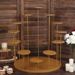 29" Tiered 12 Arm Round Metal Cupcake Holder Dessert Display Stand - Gold 19 29" Tiered 12 Arm Round Metal Cupcake Holder Dessert Display Stand - Gold -Optimal Home Decoration 29 tiered 12 arm round metal cupcake holder dessert display stand gold cake met 003 12 gold 30486604283967