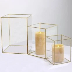3 Acrylic With Metal Frame Pillar Candle Holders - Clear And Gold 16 3 Acrylic With Metal Frame Pillar Candle Holders - Clear And Gold -Optimal Home Decoration 3 acrylic with metal frame pillar candle holders clear and gold plst vase rec01 set gold 28896829407295