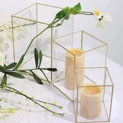 3 Acrylic With Metal Frame Pillar Candle Holders - Clear And Gold 19 3 Acrylic With Metal Frame Pillar Candle Holders - Clear And Gold -Optimal Home Decoration 3 acrylic with metal frame pillar candle holders clear and gold plst vase rec01 set gold 28896829898815