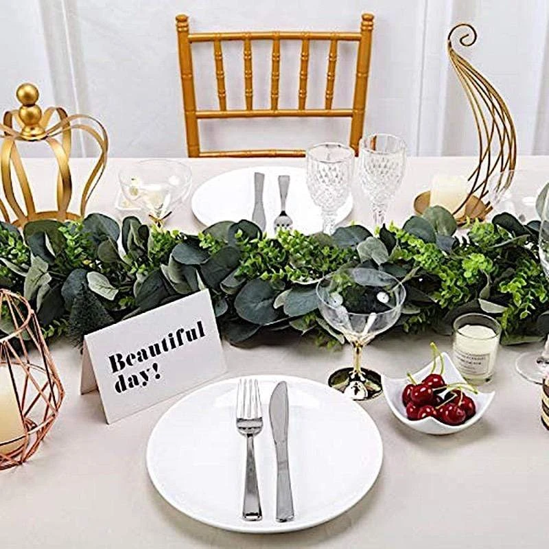 3 Ft Long Artificial Eucalyptus And Boxwood Foliage Garlands - Light Frosted Green 6 3 Ft Long Artificial Eucalyptus And Boxwood Foliage Garlands - Light Frosted Green - Image 5