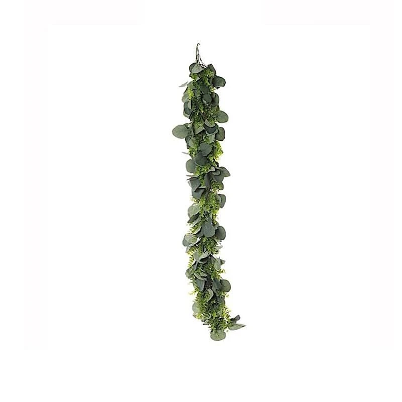3 Ft Long Artificial Eucalyptus And Boxwood Foliage Garlands - Light Frosted Green 2 3 Ft Long Artificial Eucalyptus And Boxwood Foliage Garlands - Light Frosted Green