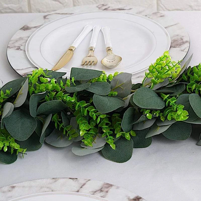 3 Ft Long Artificial Eucalyptus And Boxwood Foliage Garlands - Light Frosted Green 12 3 Ft Long Artificial Eucalyptus And Boxwood Foliage Garlands - Light Frosted Green - Image 11