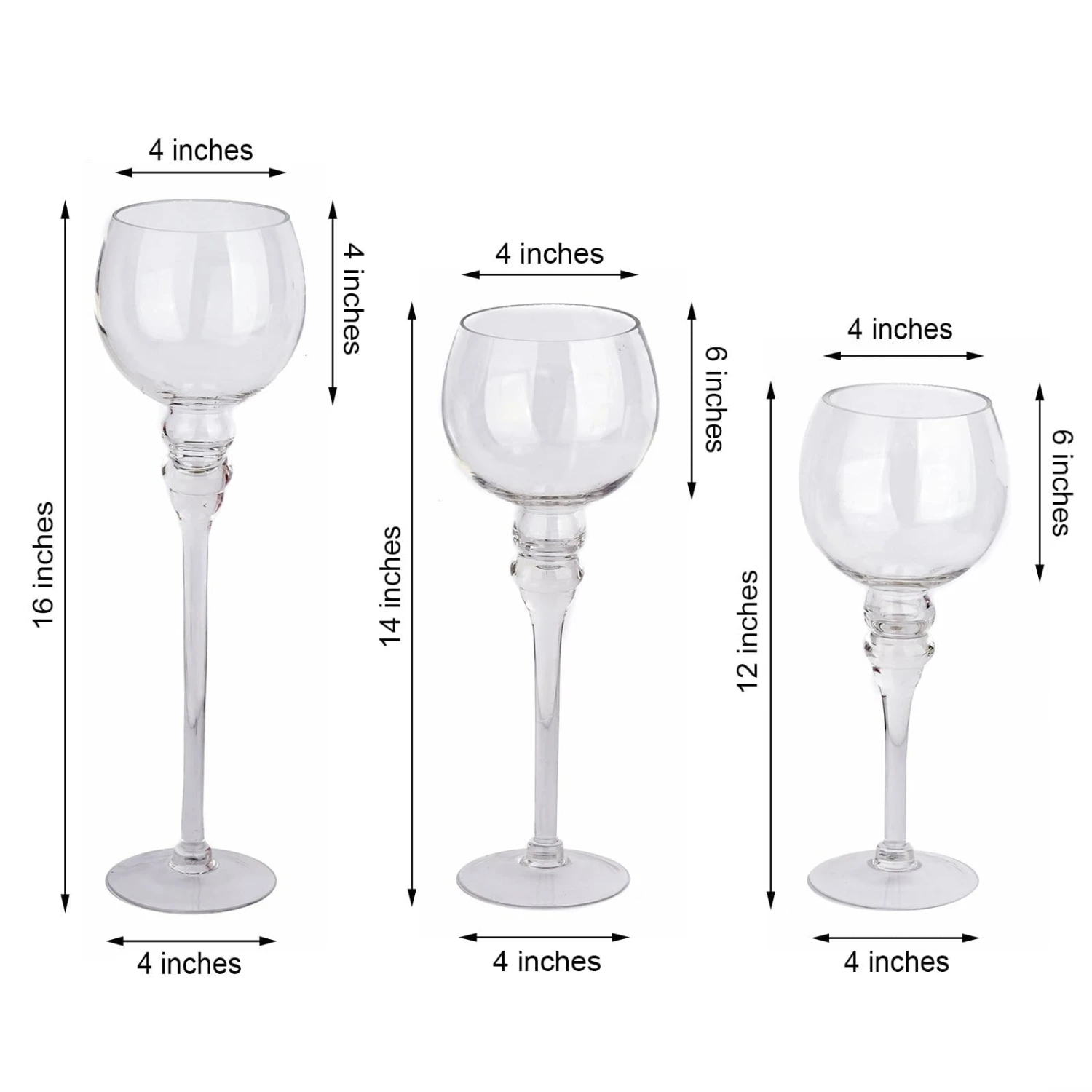 3 Glass Globe Candle Holders Wedding Vases Centerpieces - Clear 7 3 Glass Globe Candle Holders Wedding Vases Centerpieces - Clear - Image 5