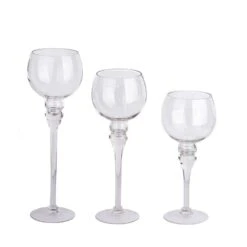 3 Glass Globe Candle Holders Wedding Vases Centerpieces - Clear
