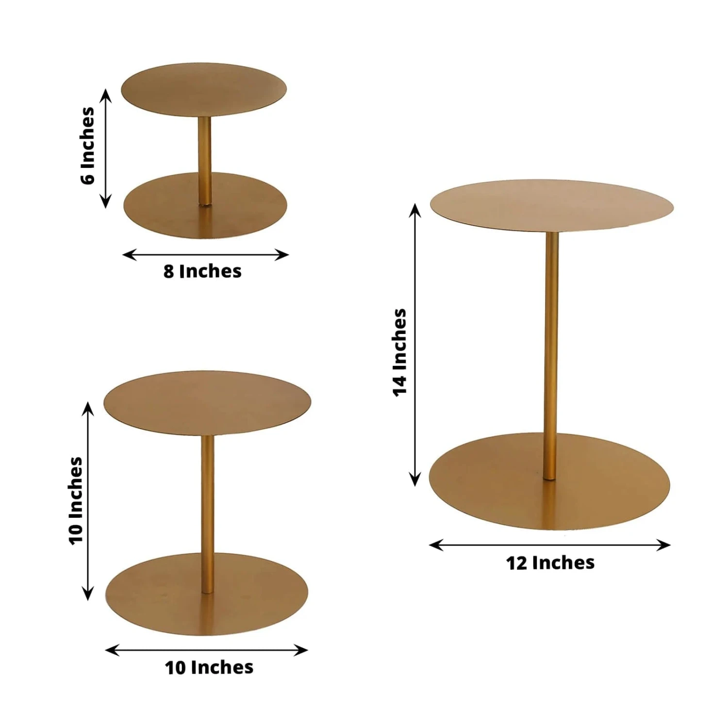 3 Round Metal Cupcake Stands Dessert Pedestals - Gold 4 3 Round Metal Cupcake Stands Dessert Pedestals - Gold - Image 2