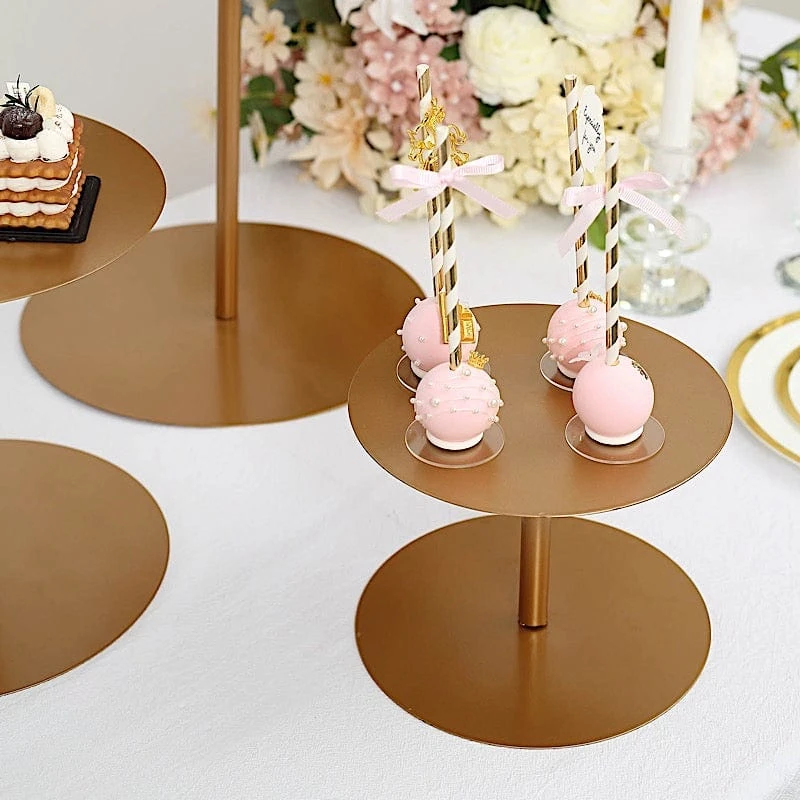 3 Round Metal Cupcake Stands Dessert Pedestals - Gold 14 3 Round Metal Cupcake Stands Dessert Pedestals - Gold - Image 12