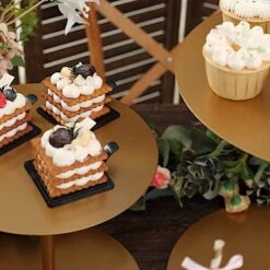 3 Round Metal Cupcake Stands Dessert Pedestals - Gold 25 3 Round Metal Cupcake Stands Dessert Pedestals - Gold -Optimal Home Decoration 3 heavy duty metal round pedestal cake stands gold chdlr cake16 set gold 30902637887551