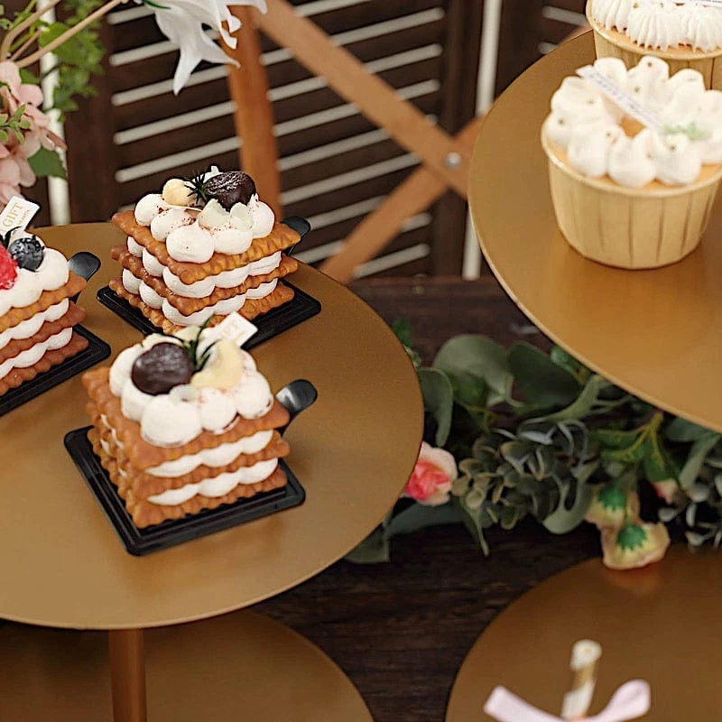 3 Round Metal Cupcake Stands Dessert Pedestals - Gold 13 3 Round Metal Cupcake Stands Dessert Pedestals - Gold - Image 11