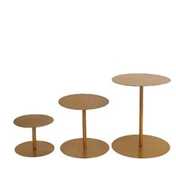 3 Round Metal Cupcake Stands Dessert Pedestals - Gold