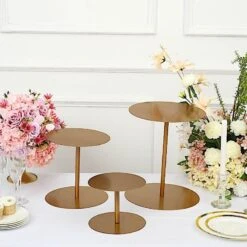 3 Round Metal Cupcake Stands Dessert Pedestals - Gold 20 3 Round Metal Cupcake Stands Dessert Pedestals - Gold -Optimal Home Decoration 3 heavy duty metal round pedestal cake stands gold chdlr cake16 set gold 30902637985855