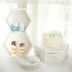 3 Hexagon Wooden Cake Stand Cupcake Dessert Holder - Whitewashed 18 3 Hexagon Wooden Cake Stand Cupcake Dessert Holder - Whitewashed -Optimal Home Decoration 3 hexagon wooden cake stand cupcake dessert holder whitewashed cake wod009 set wht 30768853024831