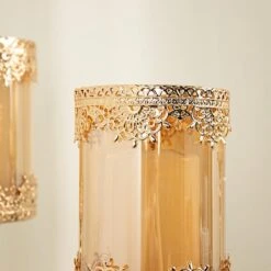 3 Lace Design Metal With Glass Votive Candle Holders Centerpieces - Antique Gold -Optimal Home Decoration 3 lace design metal with glass votive candle holders centerpieces antique gold chdlr cand 025 set gold 30728130428991