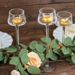 3 Long Stem Crystal Glass Candle Holders Vases Centerpieces - Clear 14 3 Long Stem Crystal Glass Candle Holders Vases Centerpieces - Clear -Optimal Home Decoration 3 long stem glass pedestal table vases candle holders clear vase a73 set clr 30738792251455