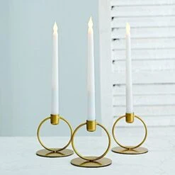 3 Metal Ring Taper Candle Holders With Round Base - Gold 17 3 Metal Ring Taper Candle Holders With Round Base - Gold -Optimal Home Decoration 3 metal ring taper candle holders with round base gold iron cand tp004 gold 29458990170175
