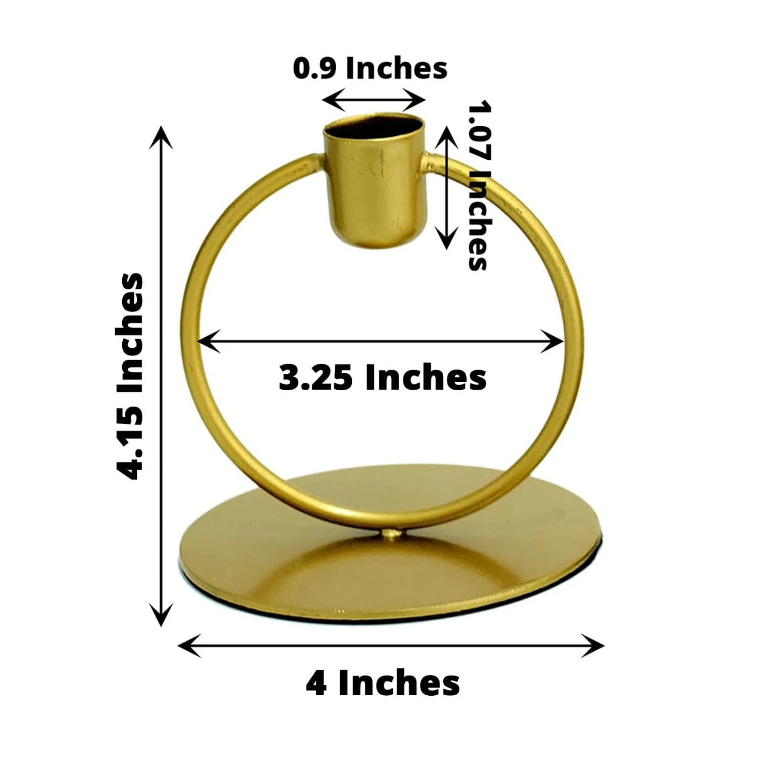 3 Metal Ring Taper Candle Holders With Round Base - Gold 4 3 Metal Ring Taper Candle Holders With Round Base - Gold - Image 2