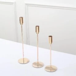 3 Metal Taper Candle Holders Candlestick Stands With Round Base - Gold 22 3 Metal Taper Candle Holders Candlestick Stands With Round Base - Gold -Optimal Home Decoration 3 metal taper candle stands with round solid base gold iron cand tp016 gold 30904991121471