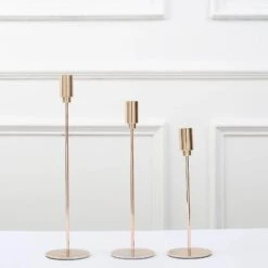3 Metal Taper Candle Holders Candlestick Stands With Round Base - Gold 23 3 Metal Taper Candle Holders Candlestick Stands With Round Base - Gold -Optimal Home Decoration 3 metal taper candle stands with round solid base gold iron cand tp016 gold 30904991154239