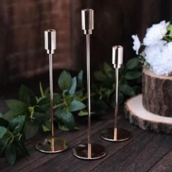 3 Metal Taper Candle Holders Candlestick Stands With Round Base - Gold 15 3 Metal Taper Candle Holders Candlestick Stands With Round Base - Gold -Optimal Home Decoration 3 metal taper candle stands with round solid base gold iron cand tp016 gold 30904991219775