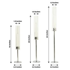3 Metal Hurricane Taper Candle Holders With Clear Cylinder Glass Shades -Optimal Home Decoration 3 metal with glass taper candlestick holders centerpieces 30747121516607